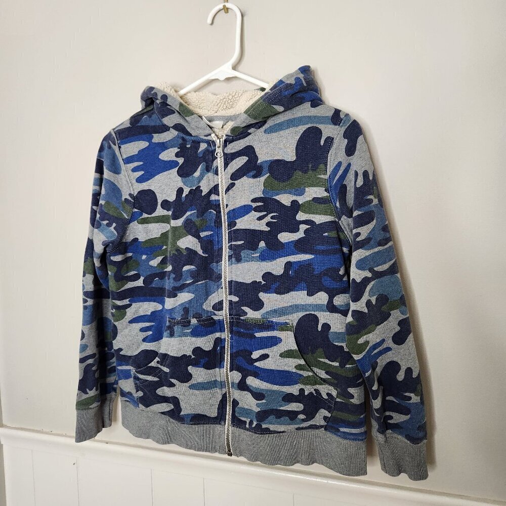HANNA ANDERSSON Blue Grey Camp Sherpa Zip Jacket